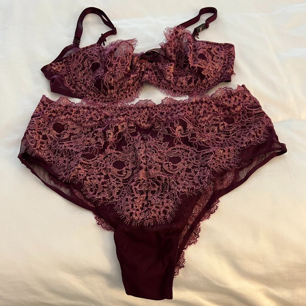 Victoria's Secret Dream Angels deep wine bra and panty set in 36B/L